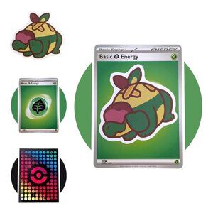 Pokemon Vinyl Sticker (N05): Appletun with Grass Energy Card